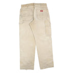 DICKIES Mens Jeans Beige Regular Straight Denim W33 L32 Workwear Utility Zip