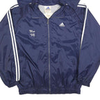 ADIDAS Mens Navy Blue Jacket L Polyester Blend Track Hooded Zip Athletic