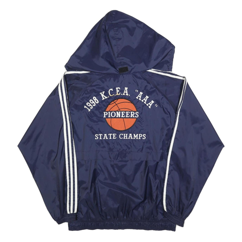 ADIDAS Mens Navy Blue Jacket L Polyester Blend Track Hooded Zip Athletic