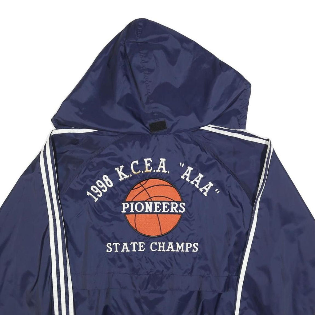 ADIDAS Mens Navy Blue Jacket L Polyester Blend Track Hooded Zip Athletic