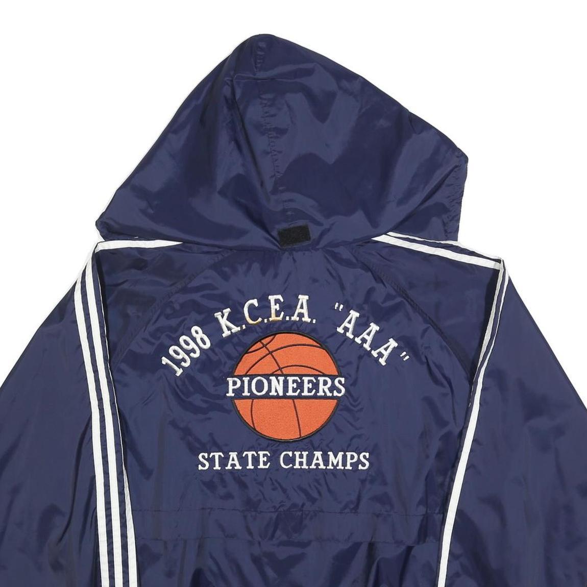 ADIDAS Mens Navy Blue Jacket L Polyester Blend Track Hooded Zip Athletic