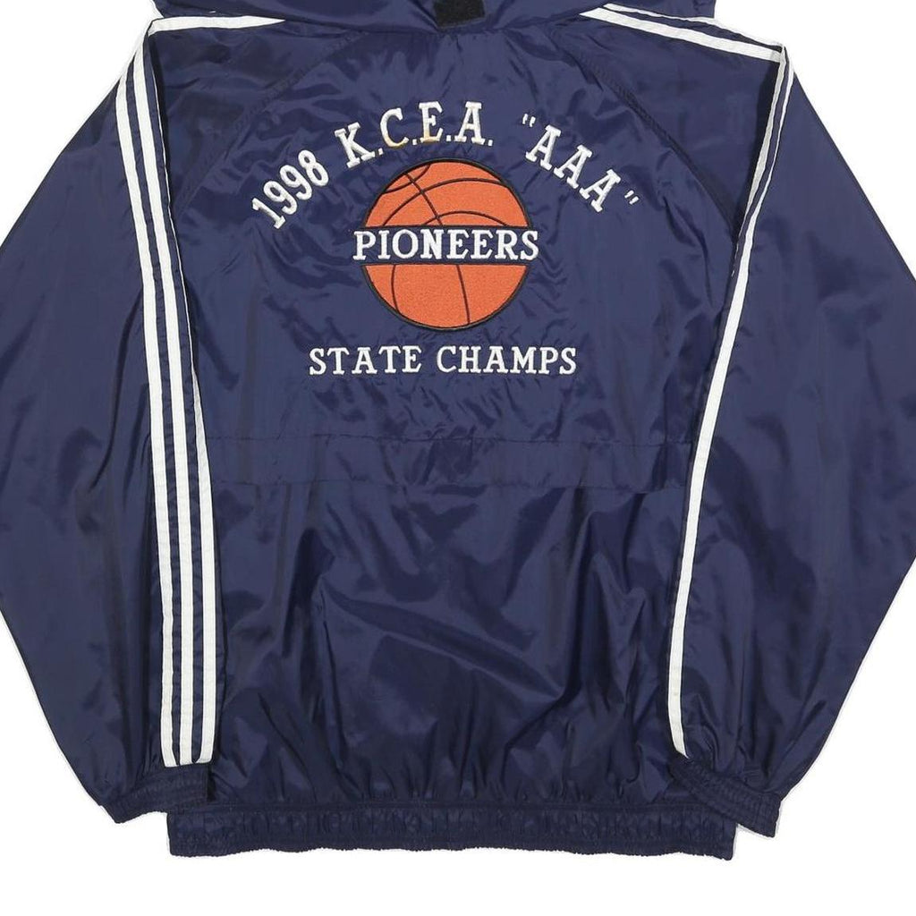 ADIDAS Mens Navy Blue Jacket L Polyester Blend Track Hooded Zip Athletic