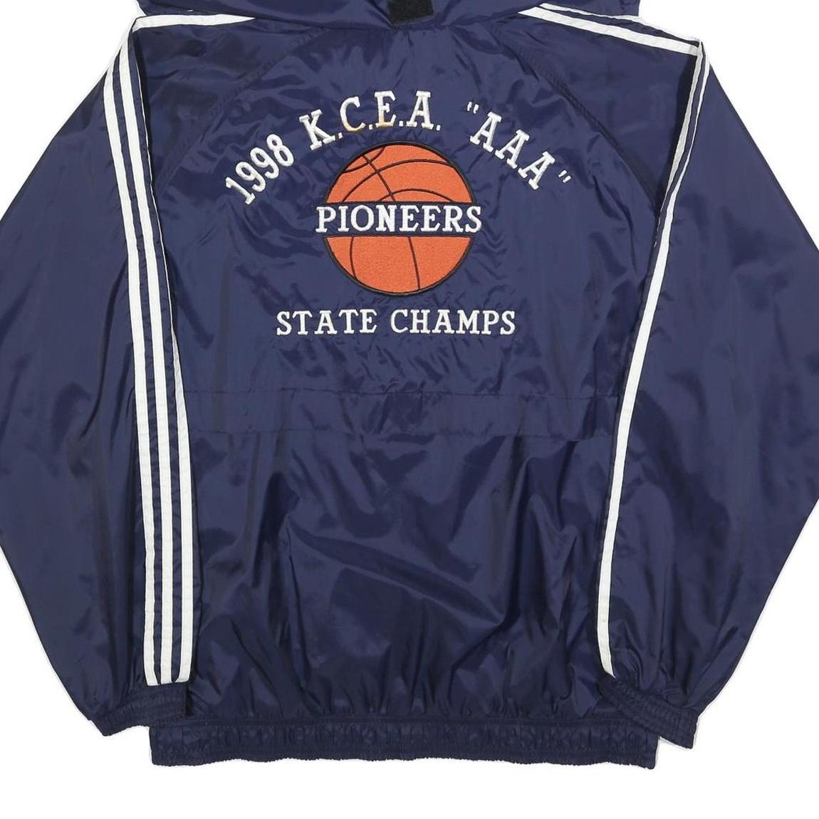 ADIDAS Mens Navy Blue Jacket L Polyester Blend Track Hooded Zip Athletic