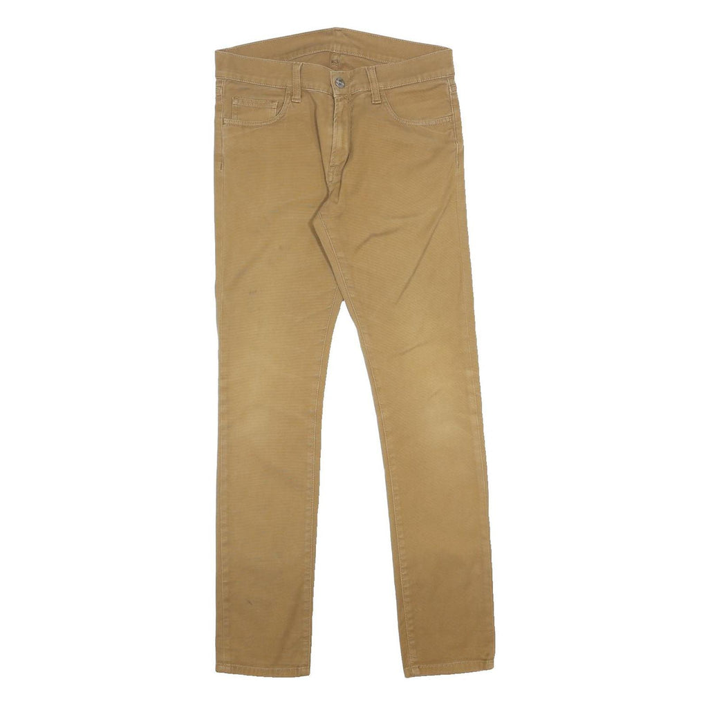 CARHARTT Mens Cotton Blend Slim Tan Trousers W30 L32 Durable Zip Closure Casual