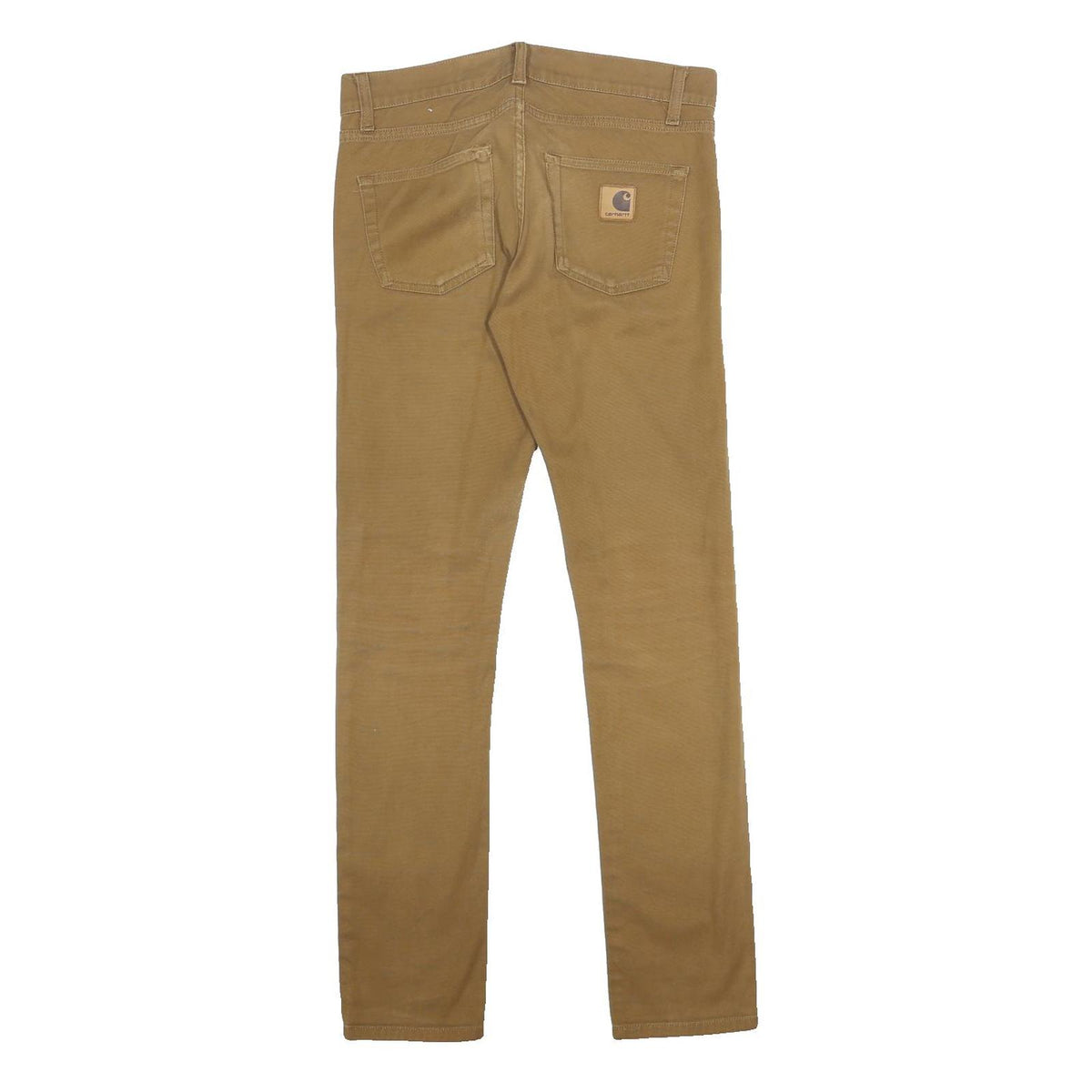 CARHARTT Mens Cotton Blend Slim Tan Trousers W30 L32 Durable Zip Closure Casual