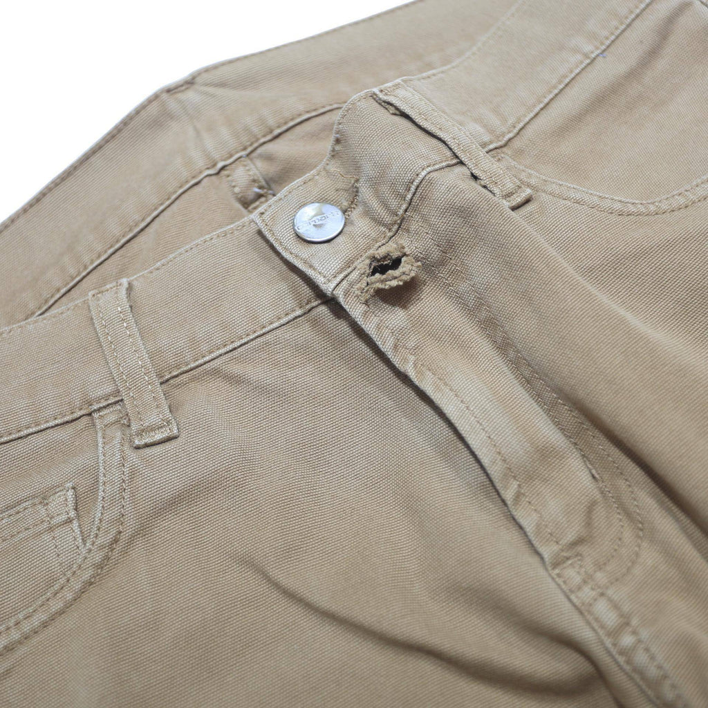 CARHARTT Mens Cotton Blend Slim Tan Trousers W30 L32 Durable Zip Closure Casual