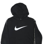 NIKE Boys Black Cotton Blend Hoodie XL Swoosh Logo Pullover Sweatshirt