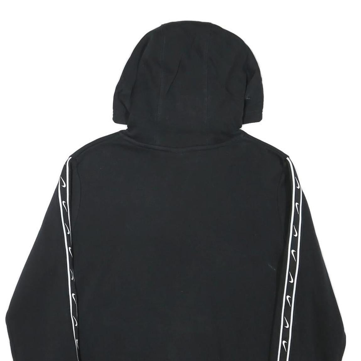 NIKE Boys Black Cotton Blend Hoodie XL Swoosh Logo Pullover Sweatshirt