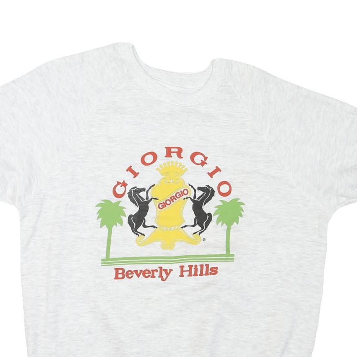 LEE Womens White Giorgio Beverly Hills Crew Neck L Cotton Blend Sweatshirt