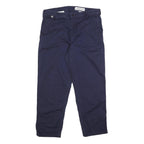 CARHARTT Mens Relaxed Navy Blue Cotton Blend Zip Trousers W36 L30 Durable