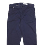CARHARTT Mens Relaxed Navy Blue Cotton Blend Zip Trousers W36 L30 Durable