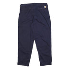CARHARTT Mens Relaxed Navy Blue Cotton Blend Zip Trousers W36 L30 Durable