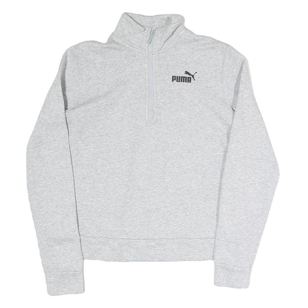 PUMA Womens Grey Sweatshirt Half Zip S Cotton Blend Pullover Casual
