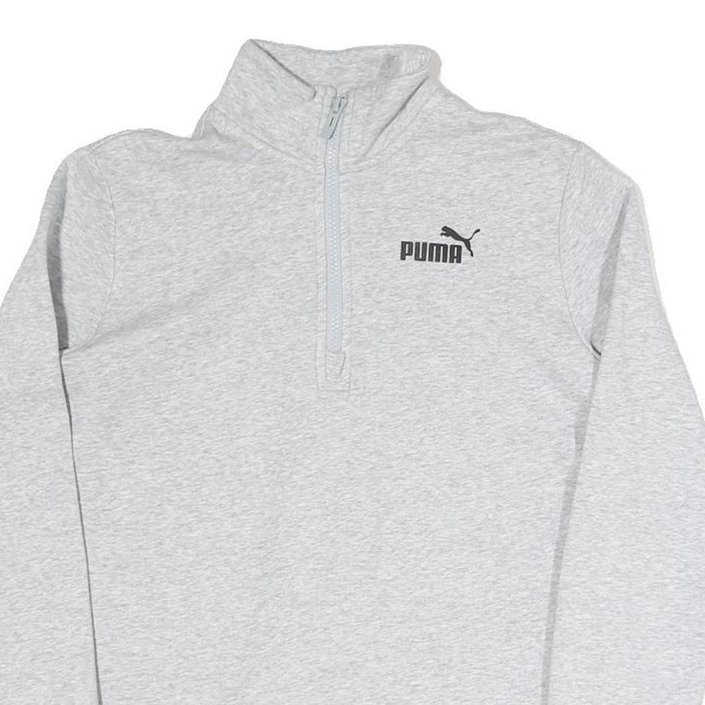 PUMA Womens Grey Sweatshirt Half Zip S Cotton Blend Pullover Casual