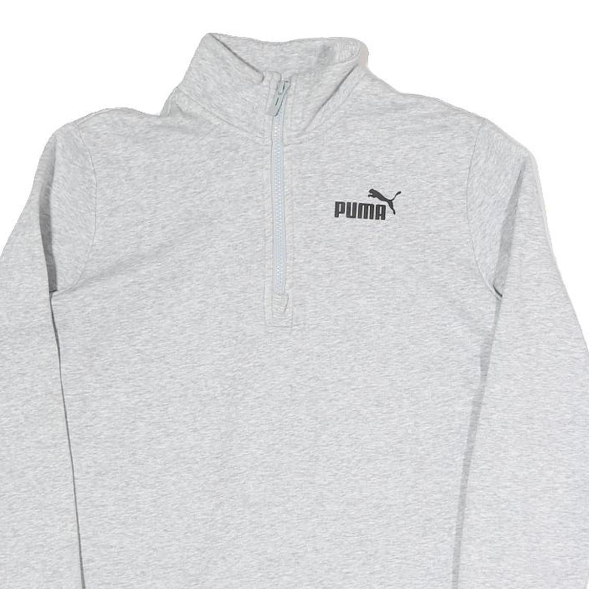 PUMA Womens Grey Sweatshirt Half Zip S Cotton Blend Pullover Casual