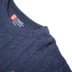 CHAPS Mens Blue Jumper Patterned Crew Neck Cable Knit M Cotton Blend Classic