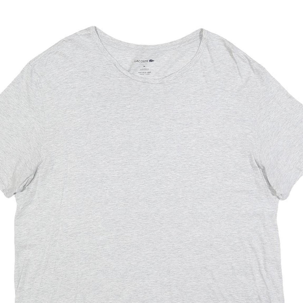 LACOSTE Mens Grey Cotton Blend T-Shirt 2XL Short Sleeve Round Neck Basic Casual