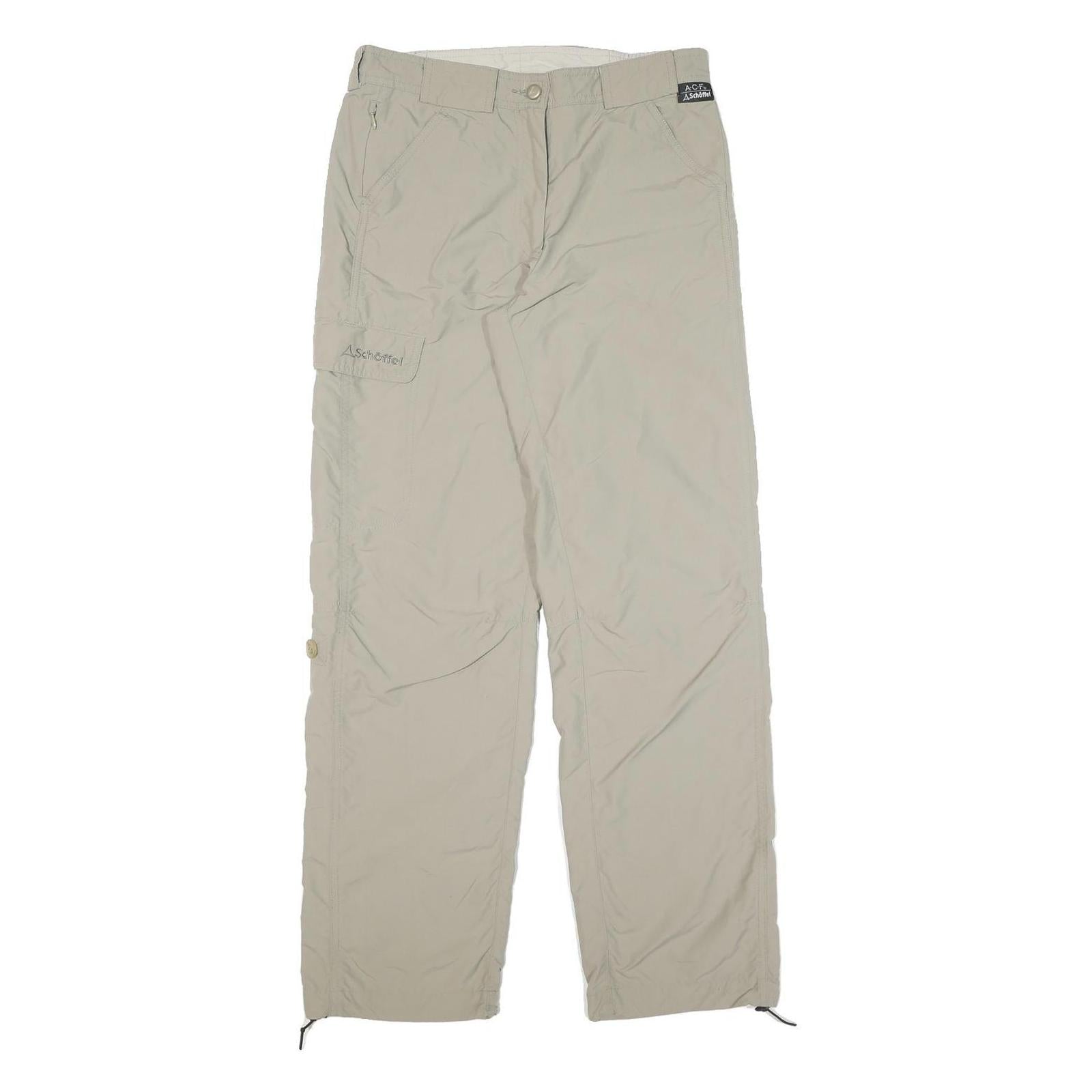 SCHOFFEL Mens Regular Beige Polyester Blend Zip Trousers W29 L30 Outdoor Casual