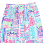Womens Multi Colour Abstract Print Pleated Knee Length Polyester Skirt M Summer
