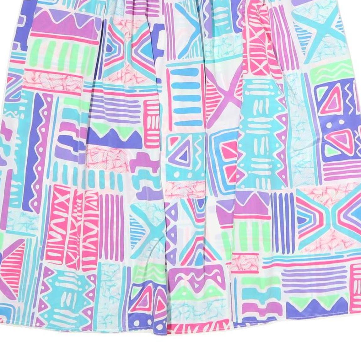 Womens Multi Colour Abstract Print Pleated Knee Length Polyester Skirt M Summer
