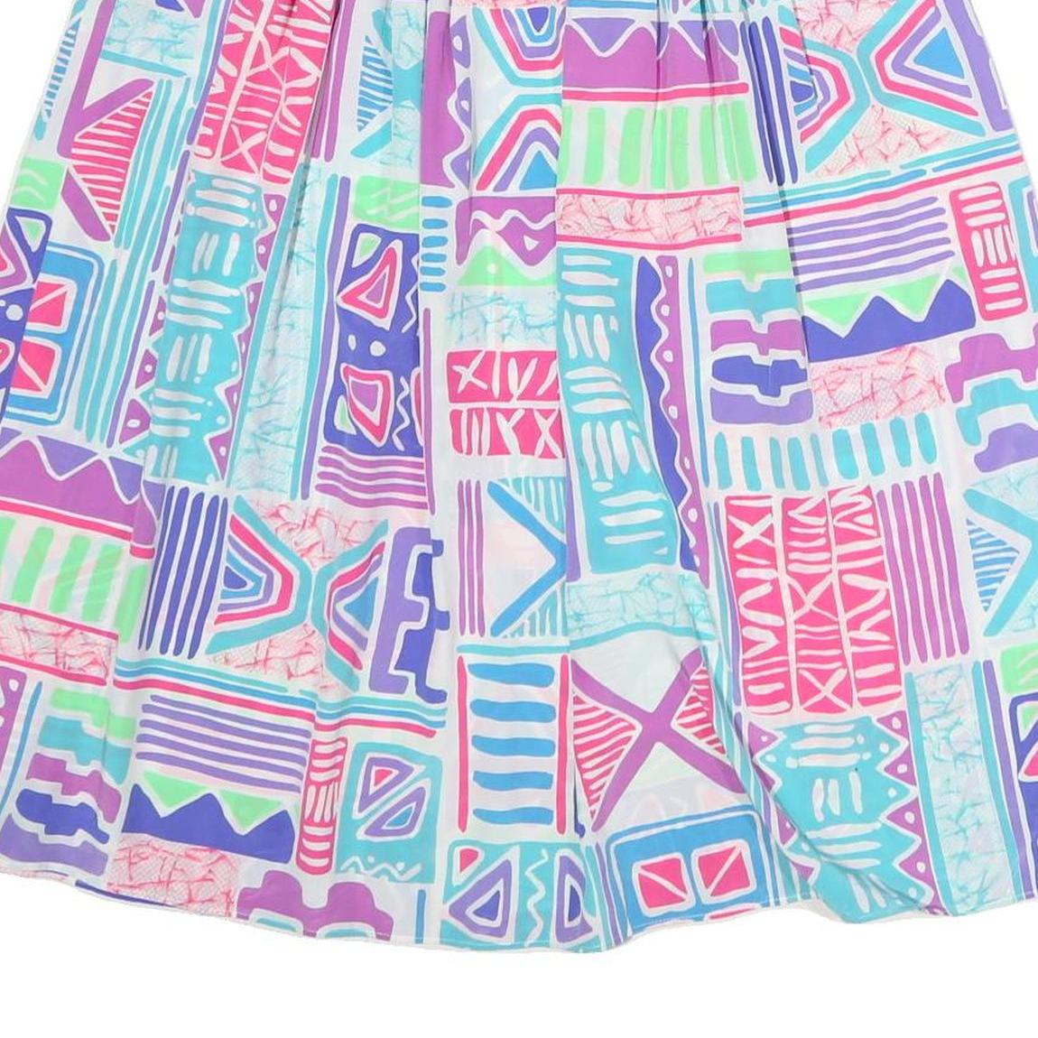 Womens Multi Colour Abstract Print Pleated Knee Length Polyester Skirt M Summer