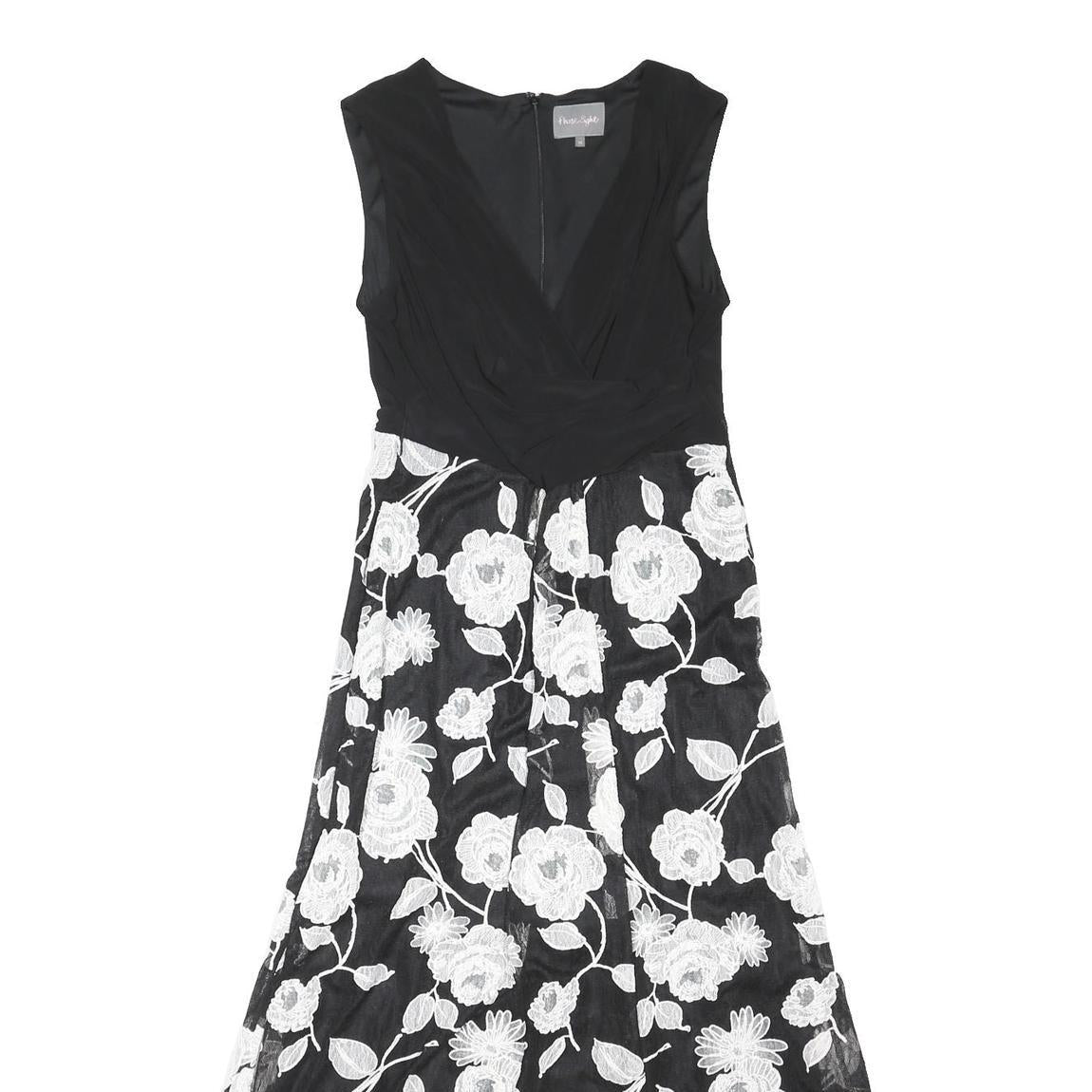 PHASE EIGHT Womens Black & White Floral Fit & Flare Woven Dress UK 14 Sleeveless