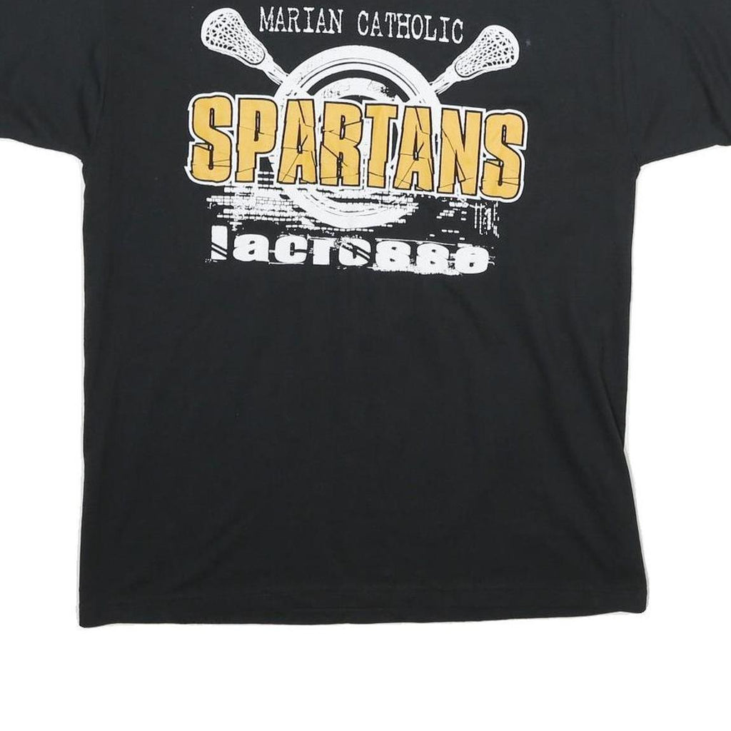 RUSSELL ATHLETIC Mens Black Marian Catholic Spartans Graphic T-Shirt M Short