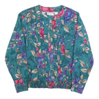 ALFRED DUNNER Womens Green Floral Printed Blouse Long Sleeve Round Neck S