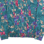 ALFRED DUNNER Womens Green Floral Printed Blouse Long Sleeve Round Neck S