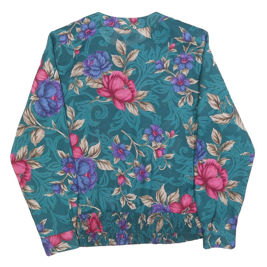 ALFRED DUNNER Womens Green Floral Printed Blouse Long Sleeve Round Neck S