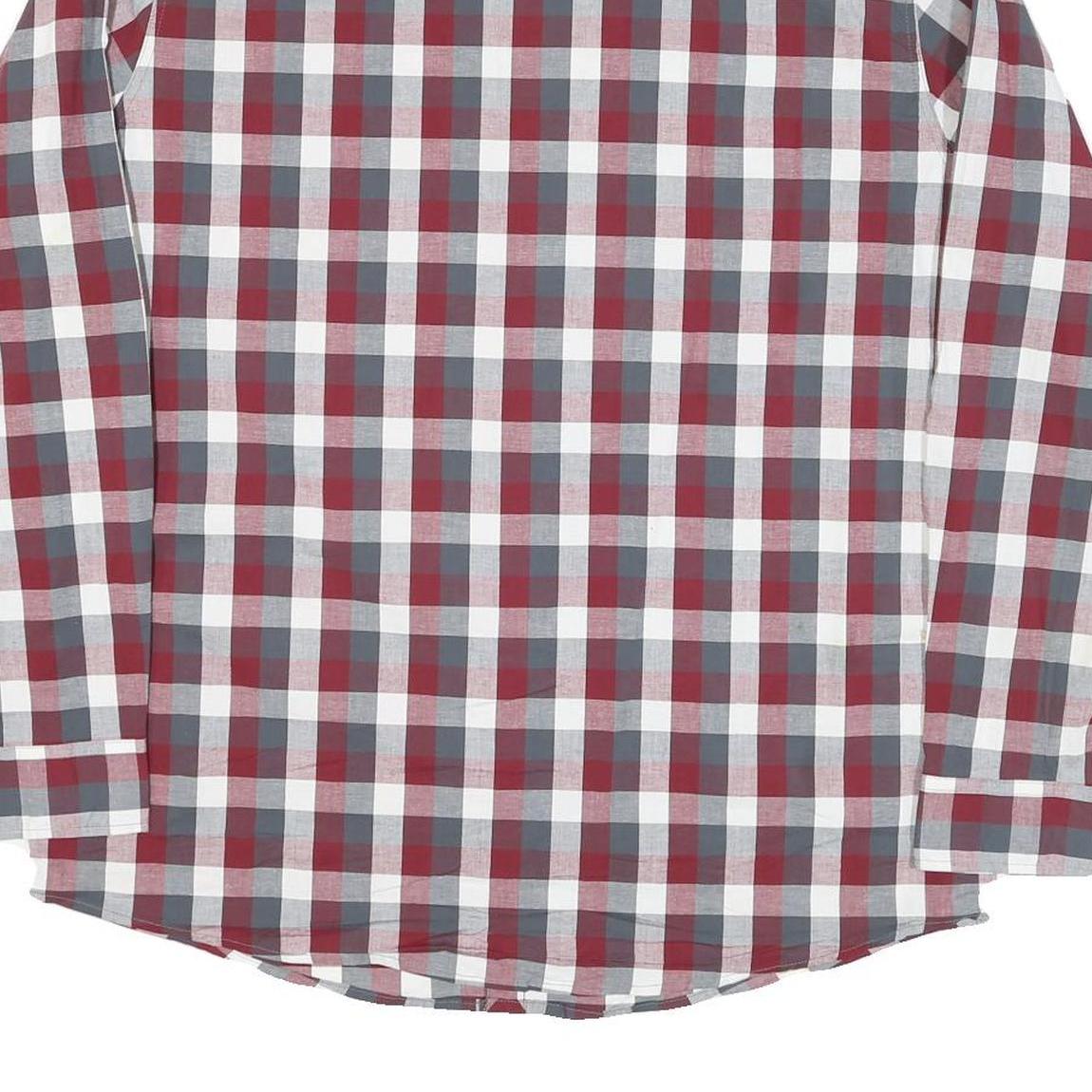 LEE Mens Red & Grey Check Shirt XL Cotton Blend Long Sleeve Casual