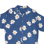 PINAPPLE MOON Mens Blue & White Floral Cotton Blend Shirt M Summer Casual