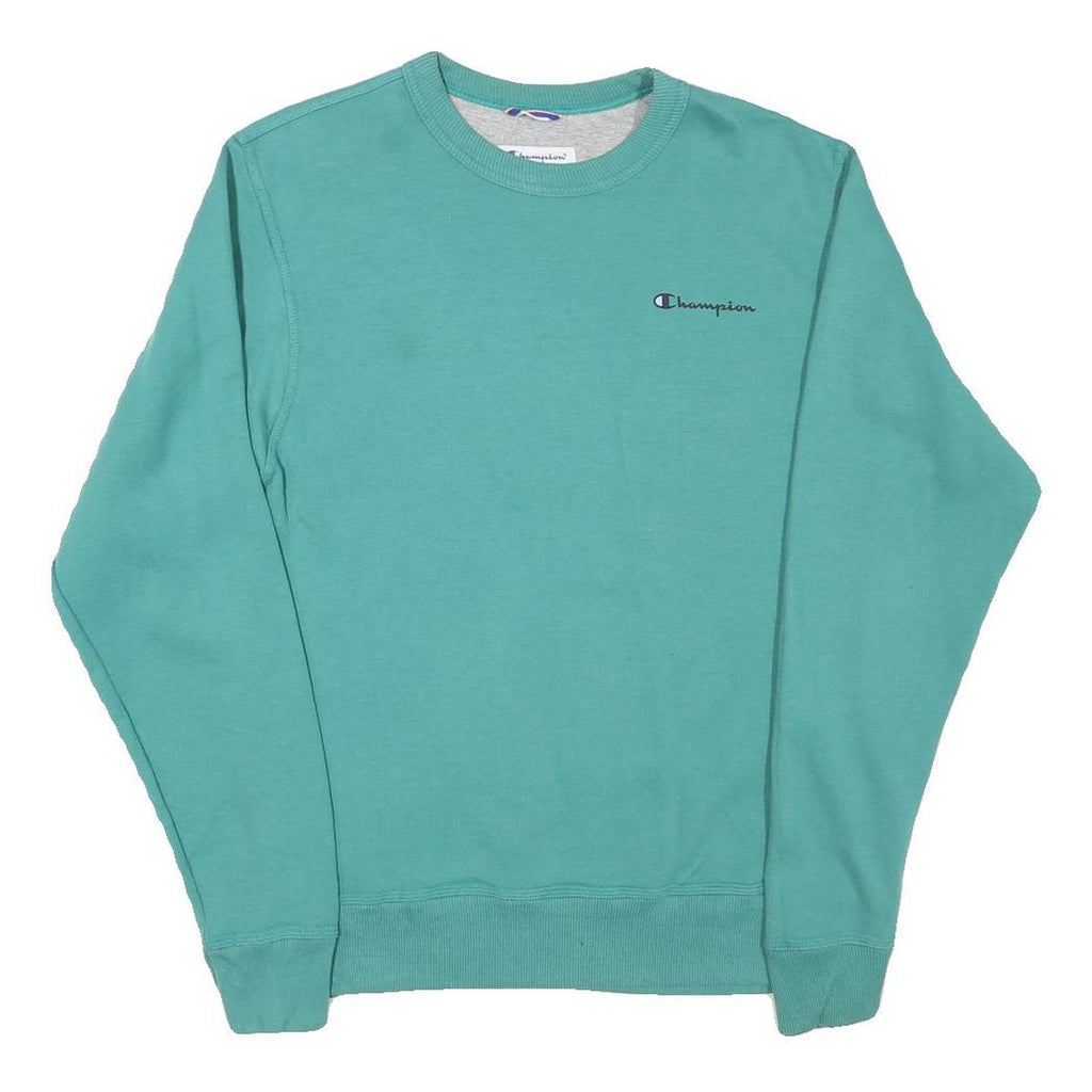 CHAMPION Mens Green Crew Neck S Cotton Blend Pullover Sweatshirt Casual Wear