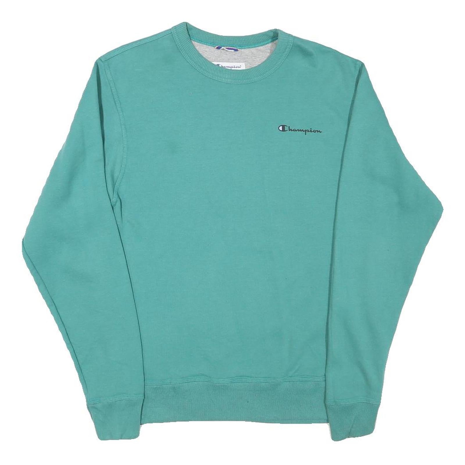 CHAMPION Mens Green Crew Neck S Cotton Blend Pullover Sweatshirt Casual Wear