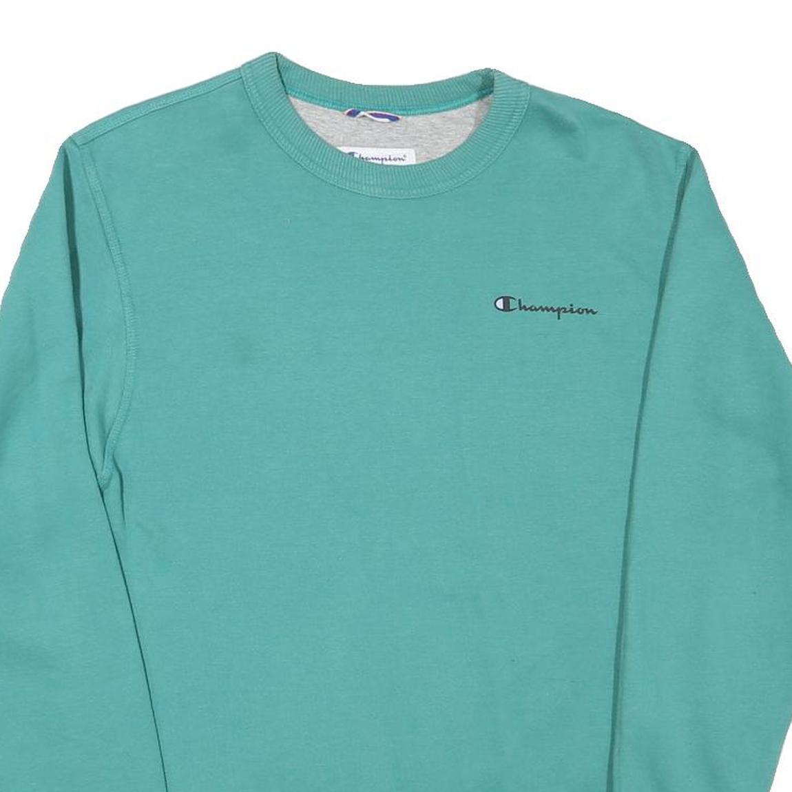CHAMPION Mens Green Crew Neck S Cotton Blend Pullover Sweatshirt Casual Wear