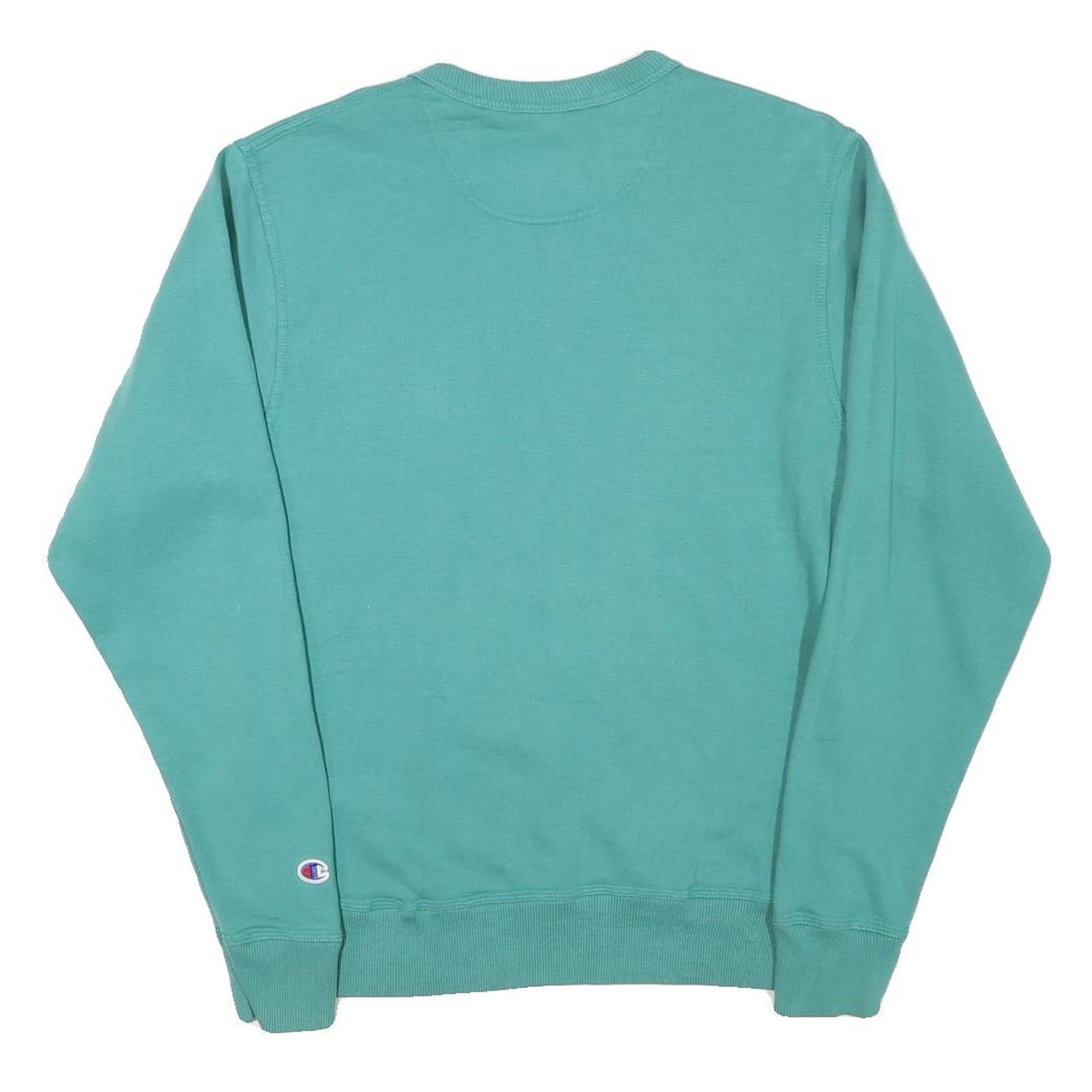 CHAMPION Mens Green Crew Neck S Cotton Blend Pullover Sweatshirt Casual Wear