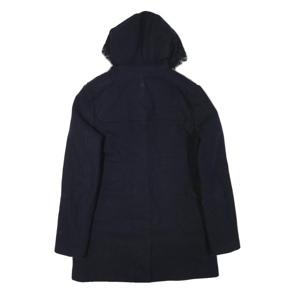 MUSTO Womens Navy Blue Wool Blend Duffle Jacket S Hooded Button Closure
