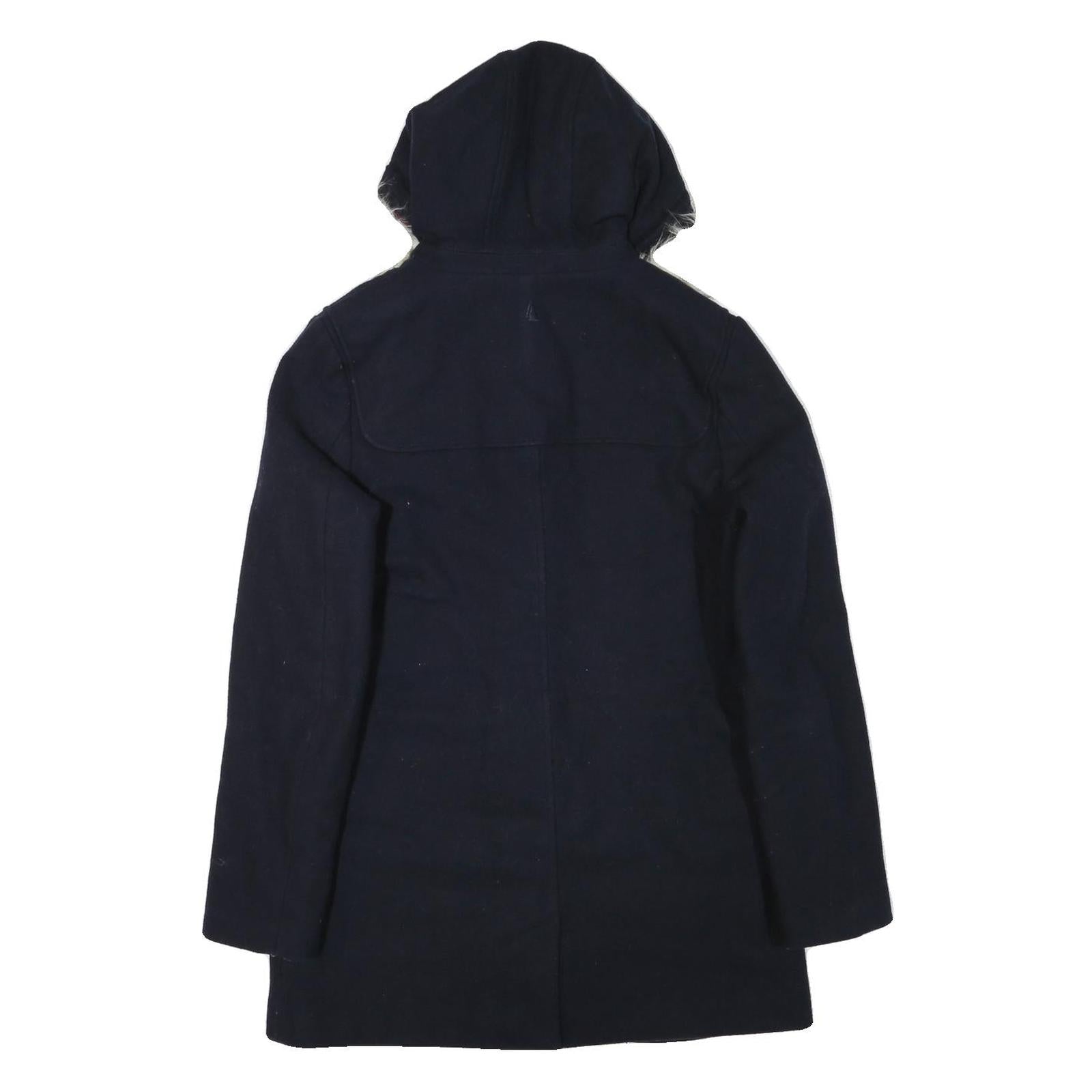 MUSTO Womens Navy Blue Wool Blend Duffle Jacket S Hooded Button Closure