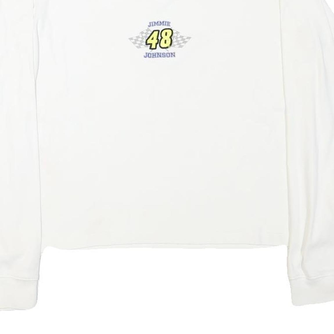 CHASE AUTHENTICS Womens White Jimmie Johnson Long Sleeve V-Neck T-Shirt XL
