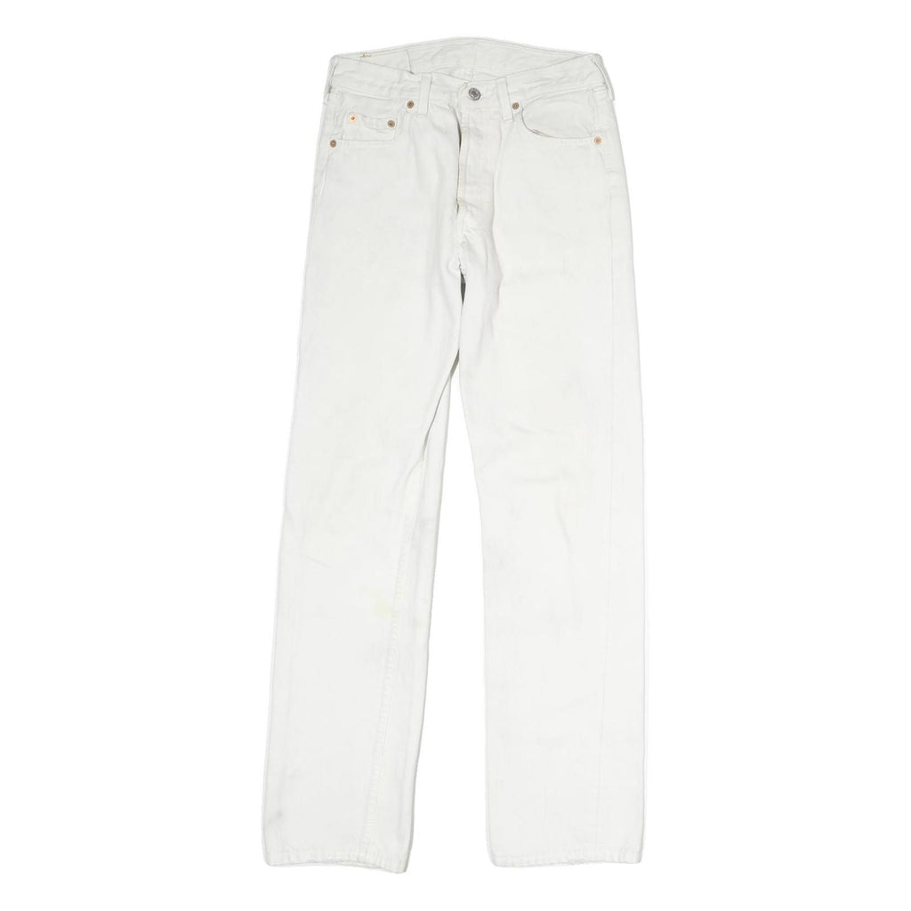 LEVI'S 501 Womens Jeans White Regular Straight Denim W26 L31 Classic Zip