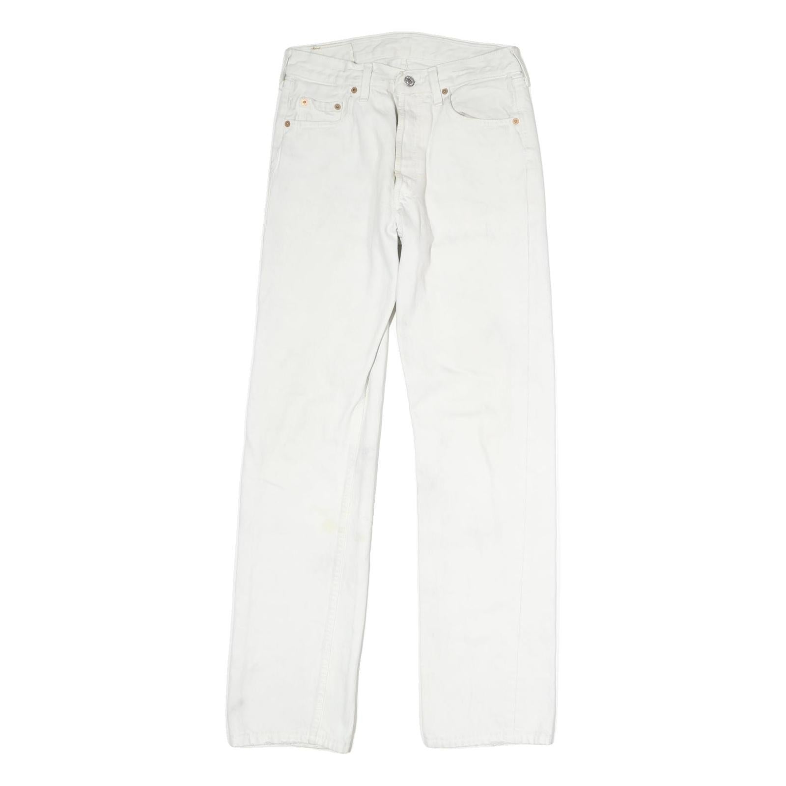 LEVI'S 501 Womens Jeans White Regular Straight Denim W26 L31 Classic Zip