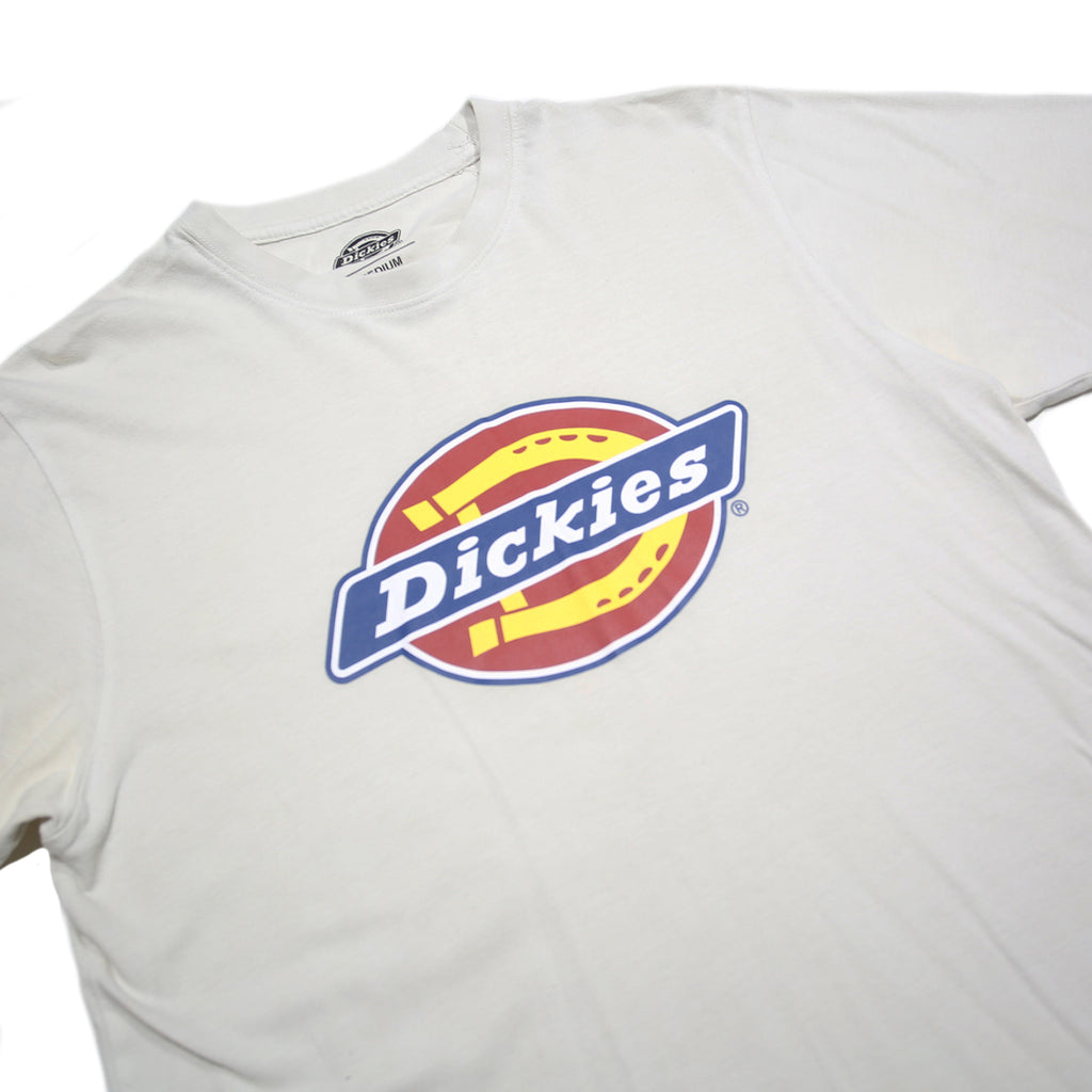 DICKIES Mens White Graphic T-Shirt M Short Sleeve Crew Neck Cotton Blend Jersey