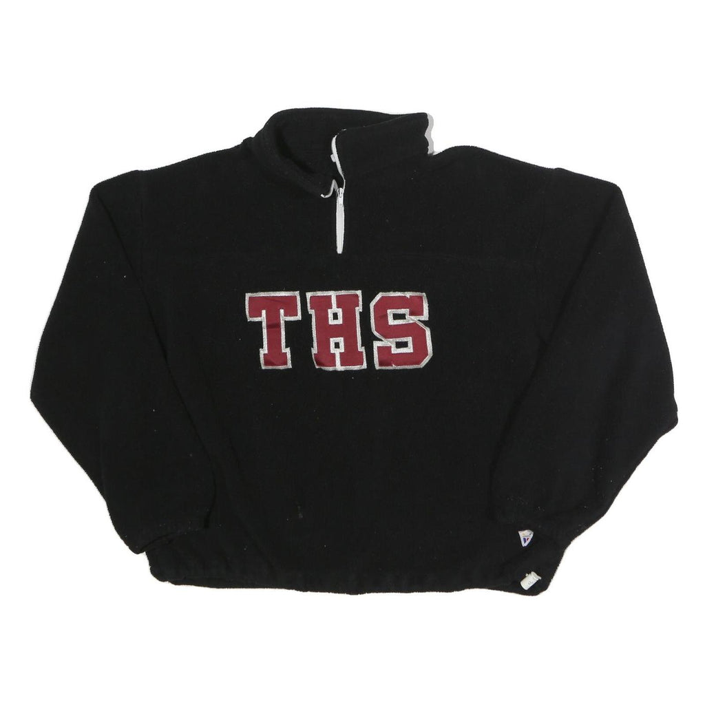 VARSITY Mens Black Plain Pullover Crew Neck Basic Knit L THS Embroidered Logo