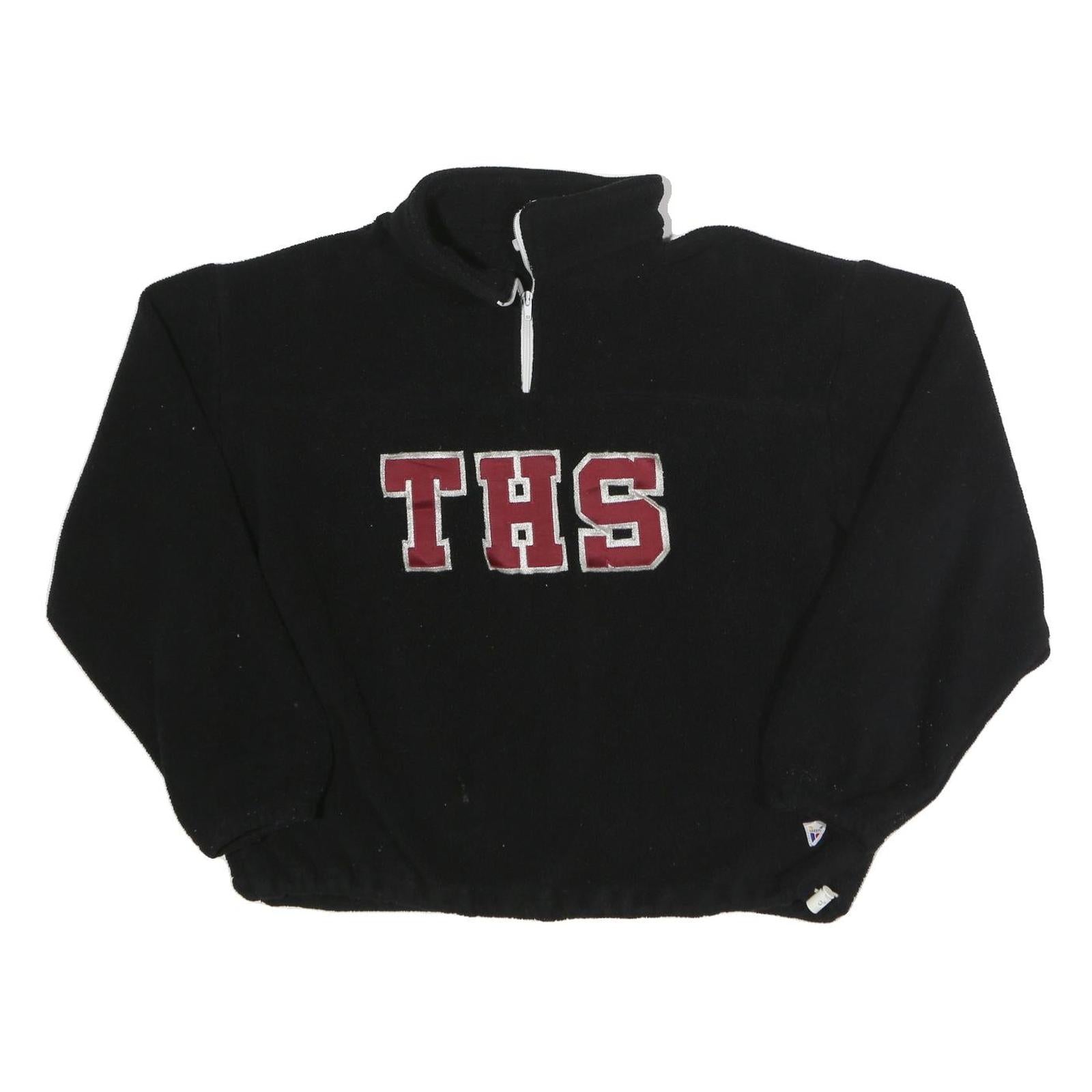 VARSITY Mens Black Plain Pullover Crew Neck Basic Knit L THS Embroidered Logo