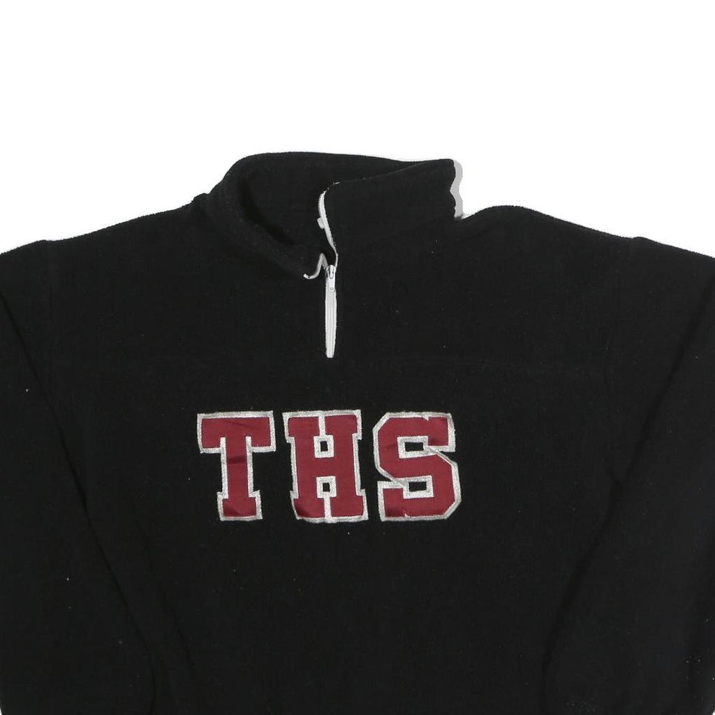 VARSITY Mens Black Plain Pullover Crew Neck Basic Knit L THS Embroidered Logo
