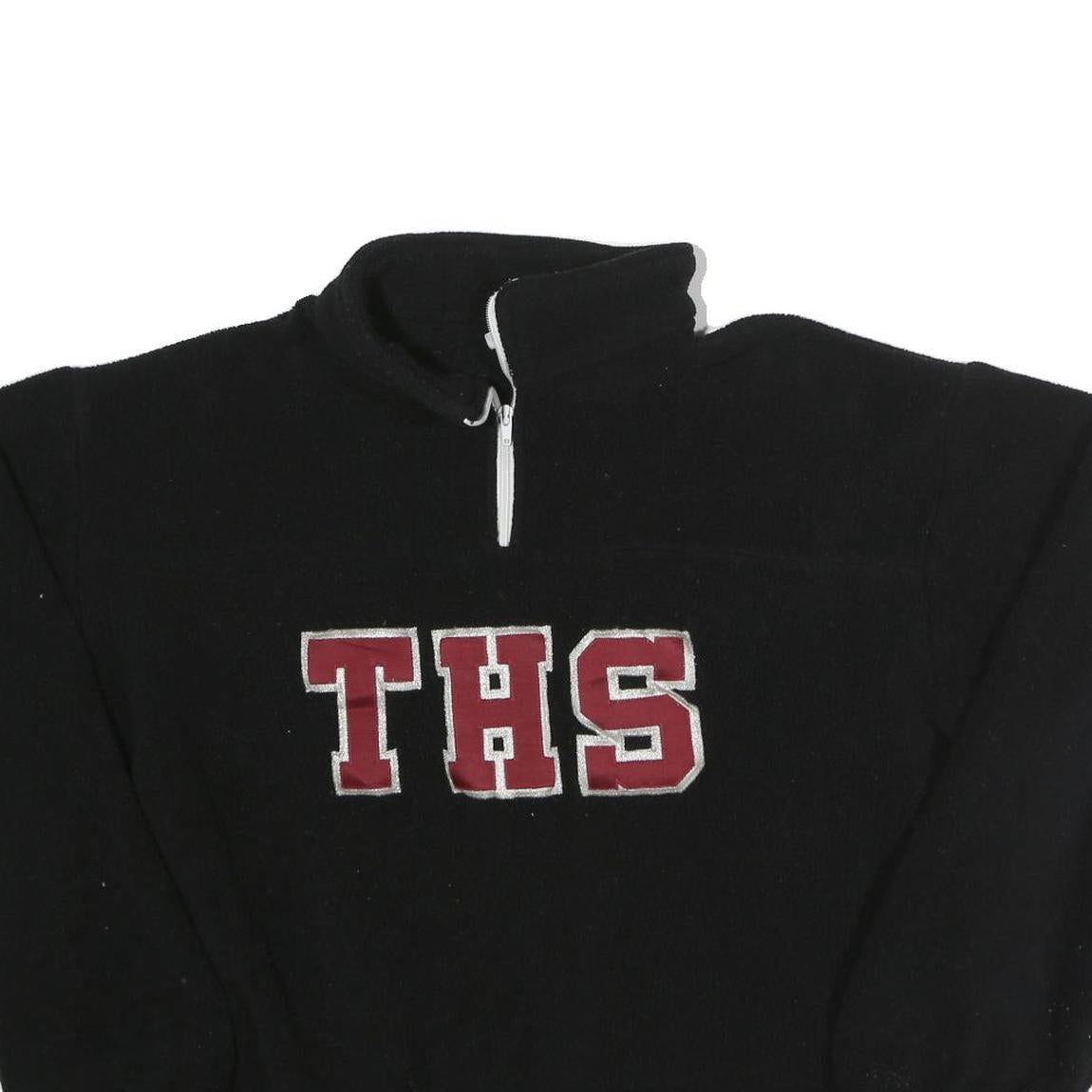 VARSITY Mens Black Plain Pullover Crew Neck Basic Knit L THS Embroidered Logo