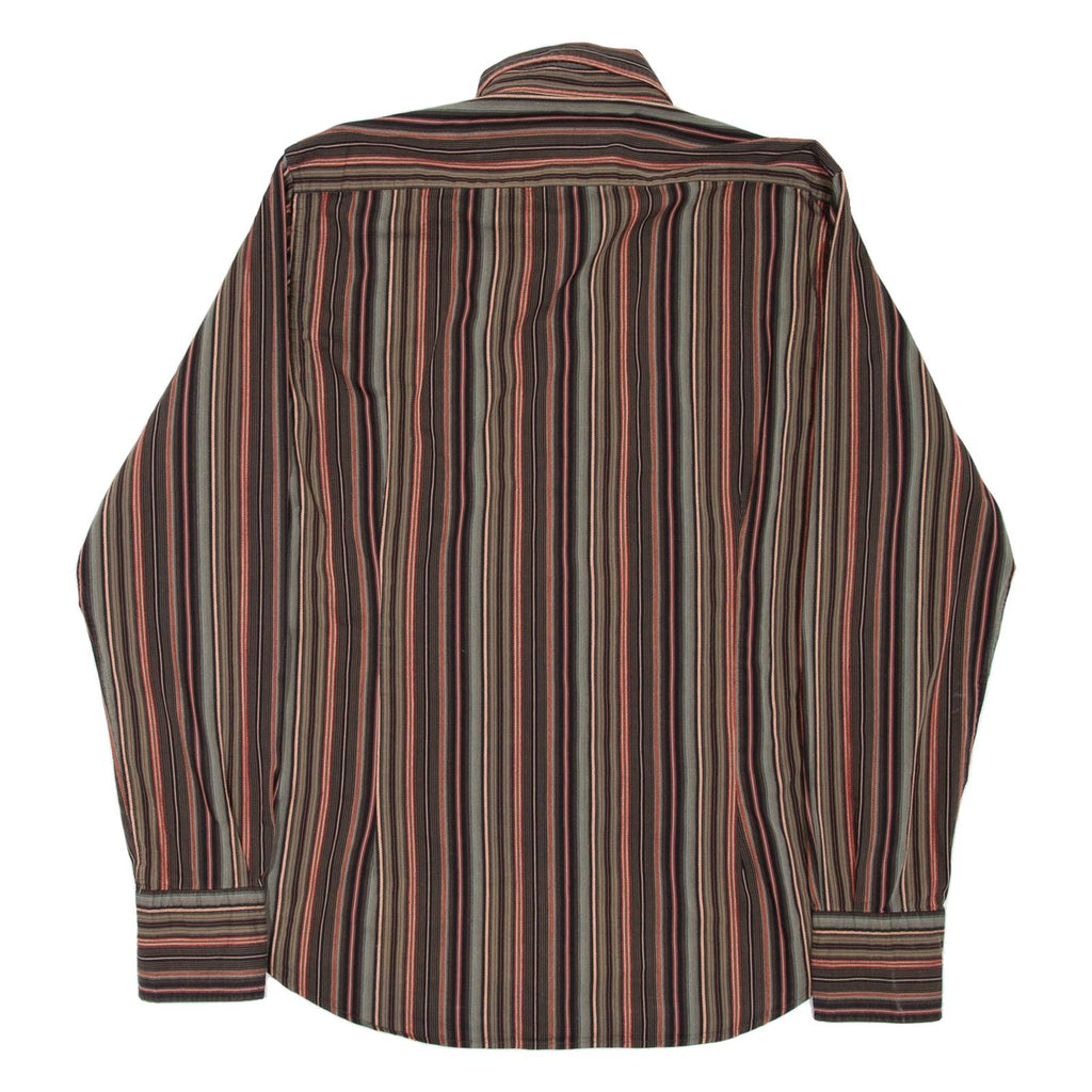 TED BAKER Mens Shirt Brown Striped Long Sleeve M