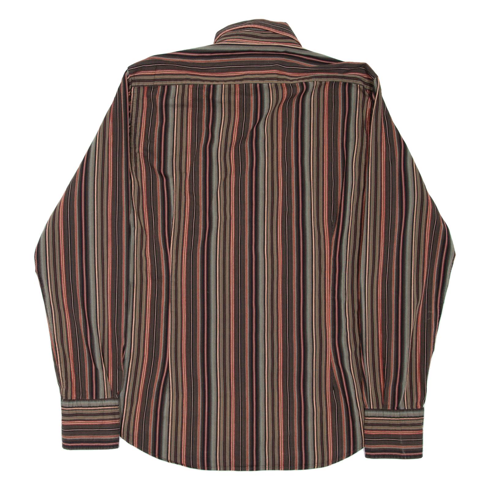 TED BAKER Mens Shirt Brown Striped Long Sleeve M