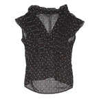 PAPAYA Womens Black Printed Blouse Short Sleeve V-Neck UK 12 Floral