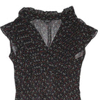 PAPAYA Womens Black Printed Blouse Short Sleeve V-Neck UK 12 Floral